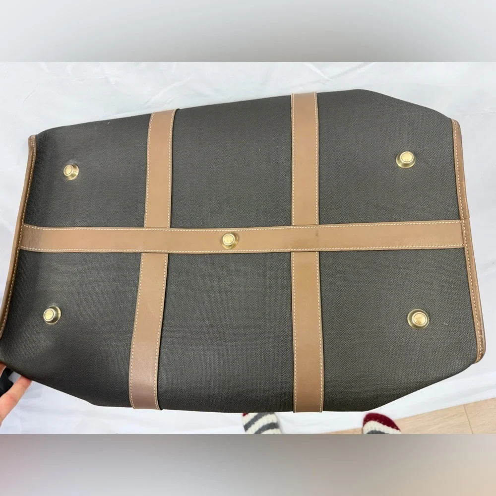 Vintage Dunhill Weekender Duffel Travel Bag Leather Trim W Lock Key